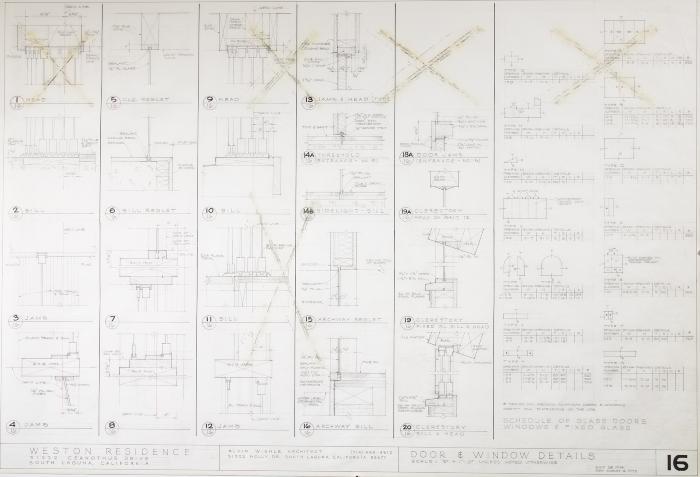 Door and Window Details, House for Donald Weston