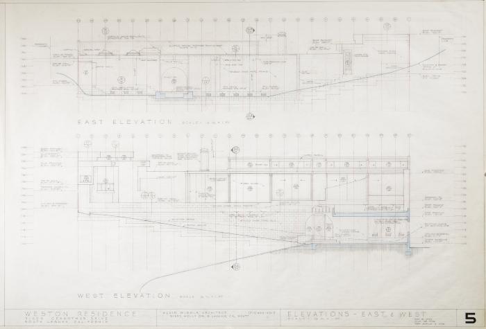 East and West Elevations, House for Donald Weston