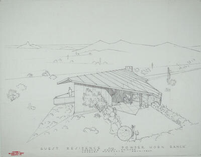 Drawing: Aerial Perspective View, Guest House for Powder Horn Ranch