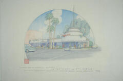 Perspective View of Street Corner, Remodeling for Maharani Shop