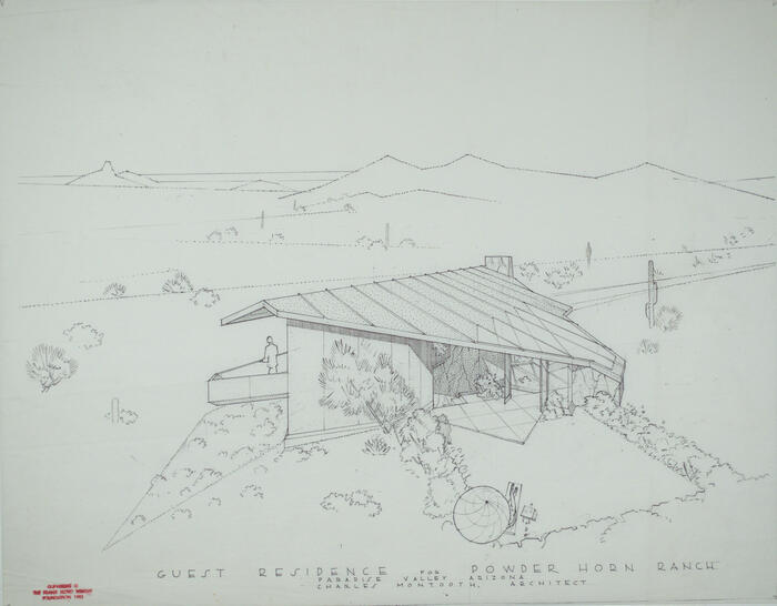 Drawing: Aerial Perspective View, Guest House for Powder Horn Ranch