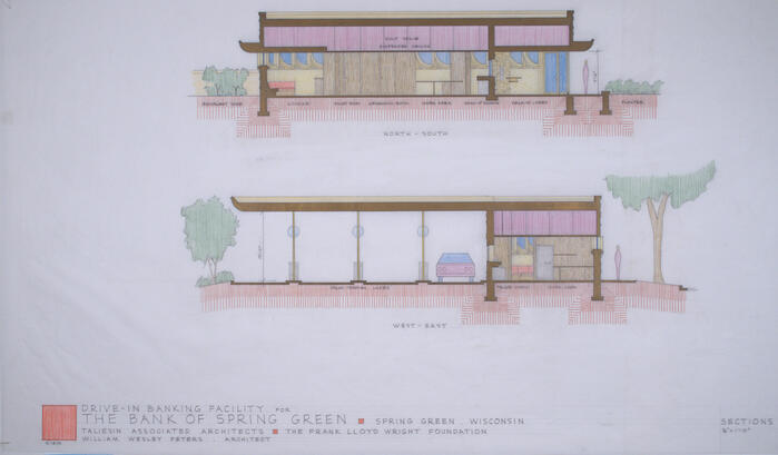 Drawing: Sections, Drive-In Facility for Bank of Spring Green