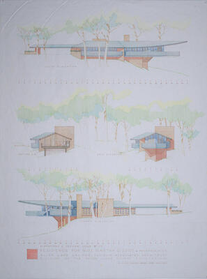 Elevations and Section, House for Miss Martha O. Eddy