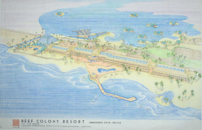Drawing: Aerial Perspective View of Hotel, Spanish Reef Club Resort for A. W. Dugan 
