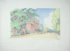 Drawing: Perspective View Showing Warehouse for A. D. German, Masterplan for the City of Richland Center, Wisconsin