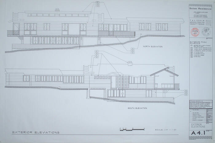 Drawing: Exterior Elevations (Sheet A4.1), House for John and Bonnie Scism at Gold Mountain