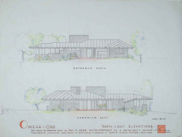 Drawing: North and East Elevations, Exhibition House of American Ideas for Del E. Webb Development Company