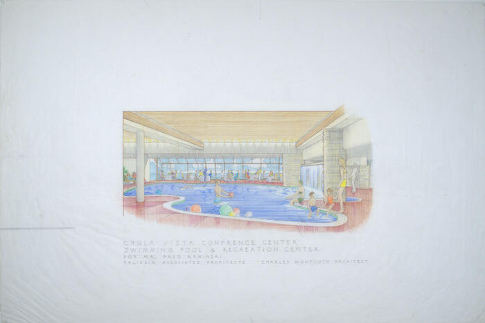Drawing: Interior Perspective View of Swimming Pool, Addition to Chula Vista Lodge for Fred Kaminski 