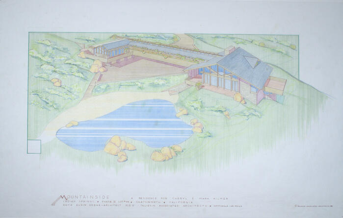 Drawing: Aerial Perspective View, House for Cheryl and Mark Kilmer, Indian Springs Residential Community