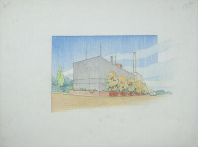 Perspective View of Power Plant, Masterplan for the City of Richland Center, Wisconsin