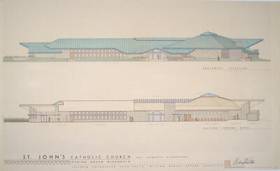 Elevation and Section, St. John's Catholic Church