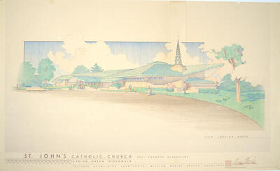 Drawing: Perspective View Looking North, St. John's Catholic Church