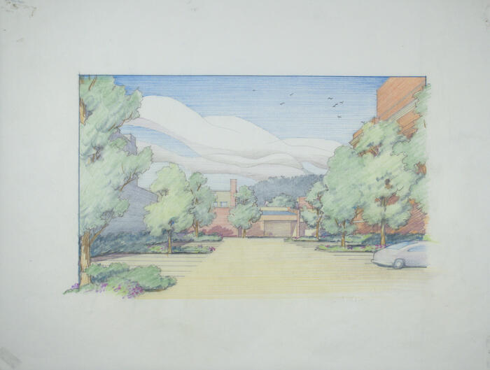Drawing: View of Parking Lot, Masterplan for the City of Richland Center, Wisconsin
