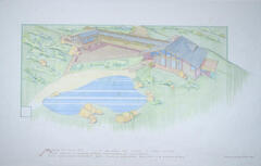 Drawing: Aerial Perspective View, House for Cheryl and Mark Kilmer, Indian Springs Residential Community