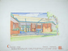 Drawing: Perspective View of Terrace, Exhibition House of American Ideas for Del E. Webb Development Company