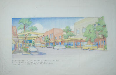 Perspective View Showing Suggested Improvements, Masterplan for the City of Richland Center, Wisconsin