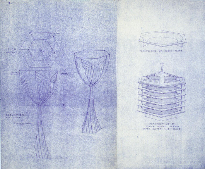 Drawing: Design for Chalice and Bread Plate, Chapel and Office Addition for First Christian Church