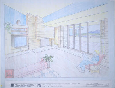 Interior Perspective View, Indian Peak Ranch for Mrs. Georgia Frontiere