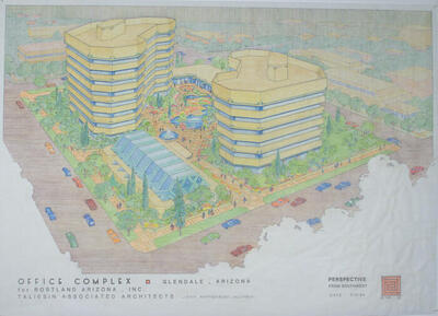 Drawing: Aerial Perspective View from Southwest (1), Glendale Financial Center for Rostland Glendale, Inc.