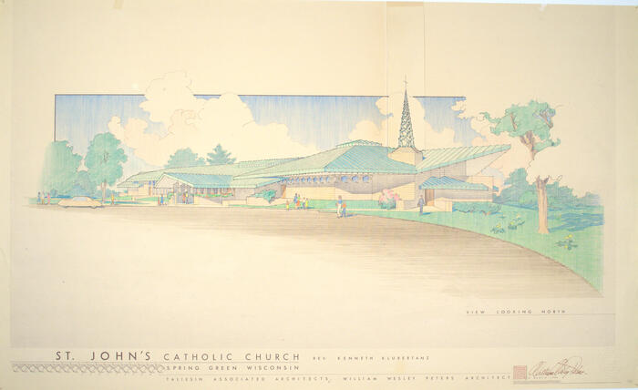 Drawing: Perspective View Looking North, St. John's Catholic Church