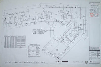 Drawing: Upper Level Dimensioned Floor Plan (Sheet A1.1), House for John and Bonnie Scism at Gold Mountain