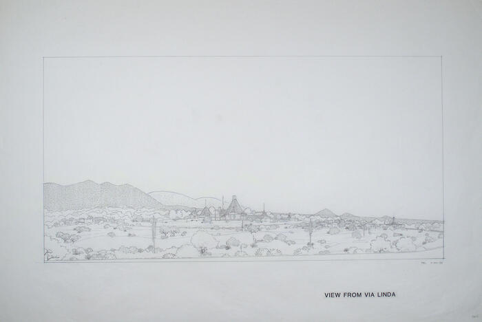 Drawing: Perspective View Looking From Via Linda Road (alternate scheme), Clubhouse for Ancala Residential Community