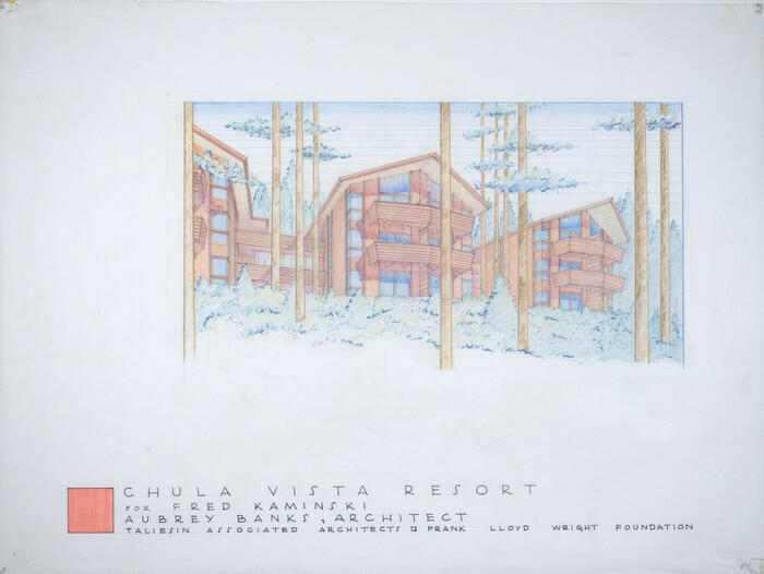 Drawing: Perspective View of Guest Wing, Addition to Chula Vista Lodge for Fred Kaminski