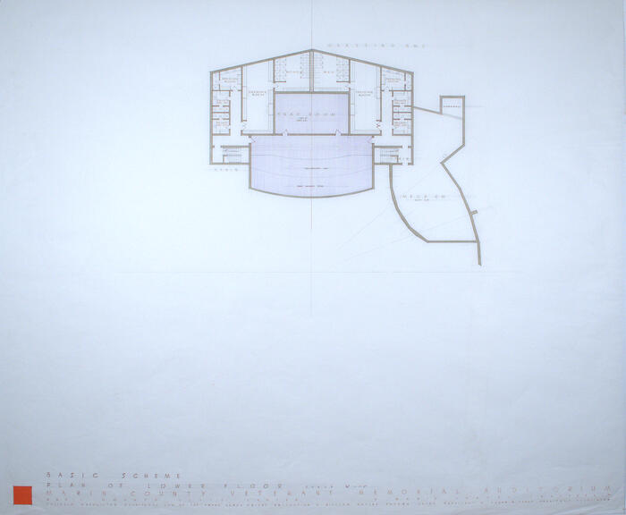 Drawing: Plan of Dressing Rooms for Basic Scheme, Marin County Veterans Memorial Auditorium, Marin County Civic Center