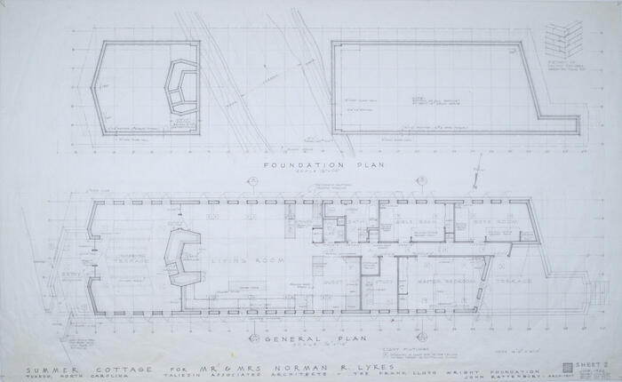 Drawing: Foundation and General Plans (Sheet 2), Cottage for Norman R. Lykes