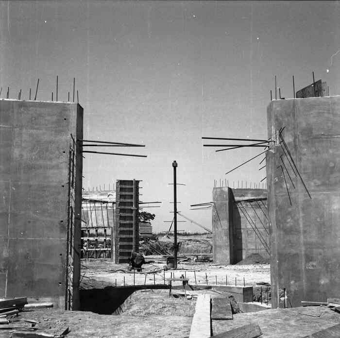 Construction View Showing Concrete Formwork for Walls, Annunciation Greek Orthodox Church