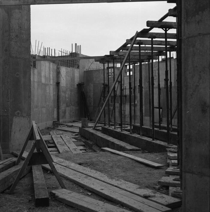 Construction View Showing Formwork for Concrete Walls and Floor, Annunciation Greek Orthodox Church