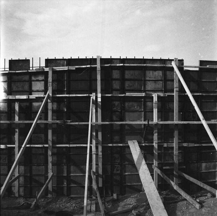 Construction View Showing Formwork for Concrete Walls, Annunciation Greek Orthodox Church