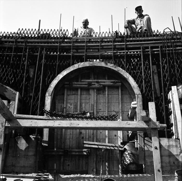 Construction View Showing Rebar Matrix for Sanctuary Wall, Annunciation Greek Orthodox Church