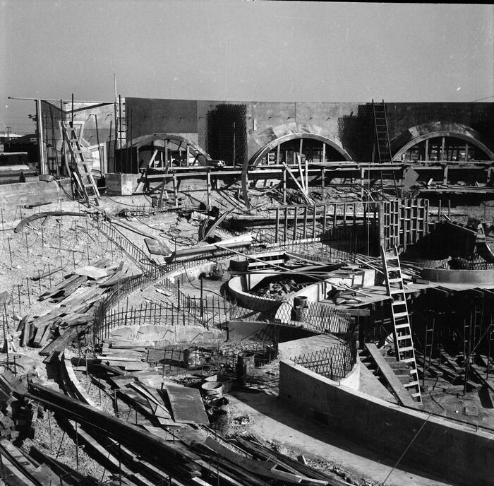 Construction View Showing Concrete Work and Window Framing for Sanctuary, Annunciation Greek Orthodox Church