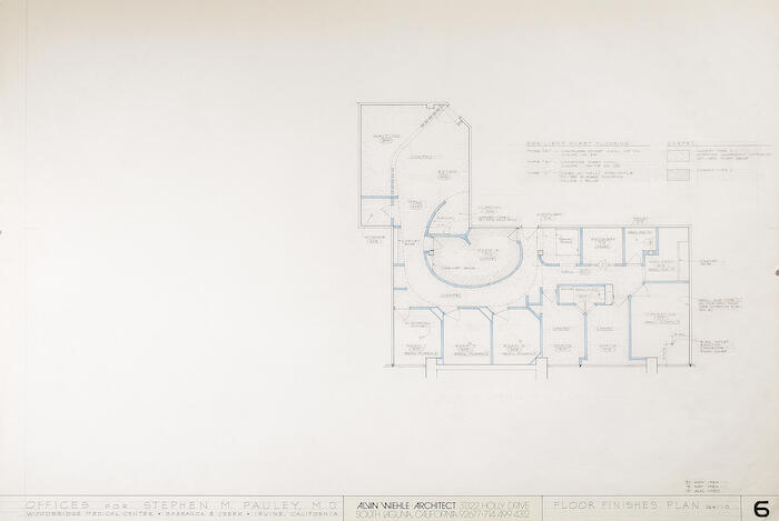 Floor Finishes Plan, Medical Office for Dr. Stephen M. Pauley