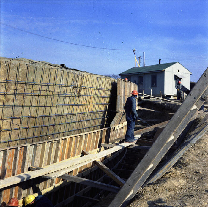 Construction View Showing Formwork for Garden Wall, Annunciation Greek Orthodox Church