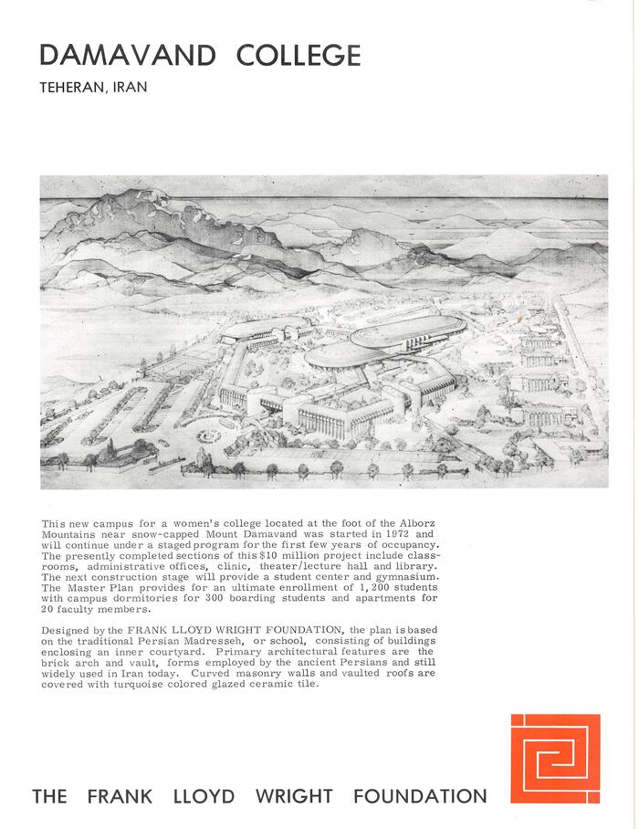 Fact Sheet, Building for Damavand College [Tehran, Iran] (undated)