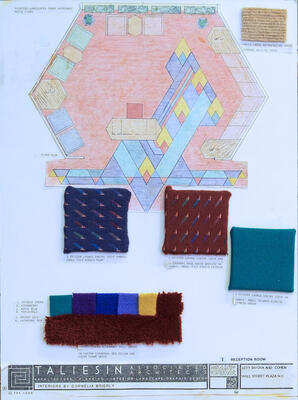 Materials Presentation Board with Floor Plan, Offices for Levy, Bivona and Cohen (1986)