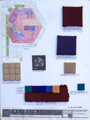 Materials Presentation Board With Floor Plan, Offices for Levy, Bivona and Cohen (1986)