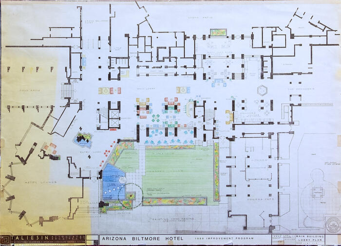 Drawing: Floor Plan, Renovations and Loggia Bar for the Arizona Biltmore Hotel [Phoenix, Arizona] (1989)