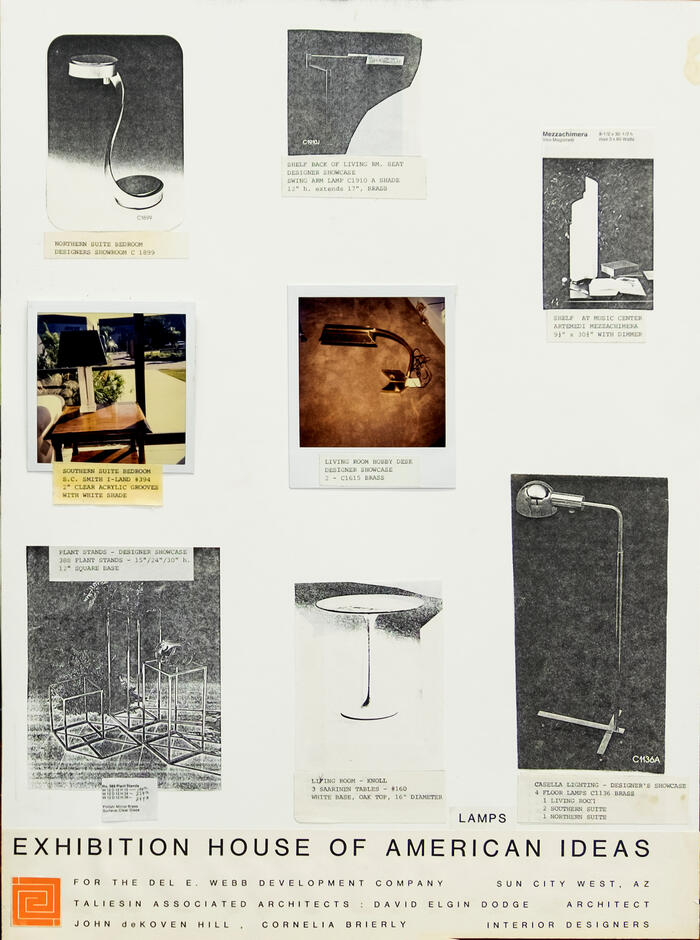 Materials Presentation Board for Lamps (2), Exhibition House for the Del E. Webb Development Company (1984) 