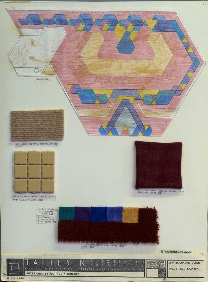 Materials Presentation Board With Floor Plan, Offices for Levy, Bivona and Cohen (1986)