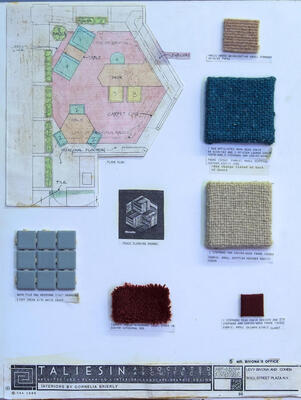 Materials Presentation Board with Floor Plan, Offices for Levy, Bivona and Cohen (1986)