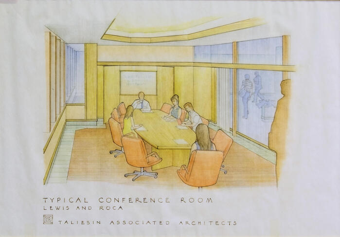 Drawing: Perspective View of Typical Conference Room, Law Offices for Lewis and Roca, Two Renaissance Square (1988)