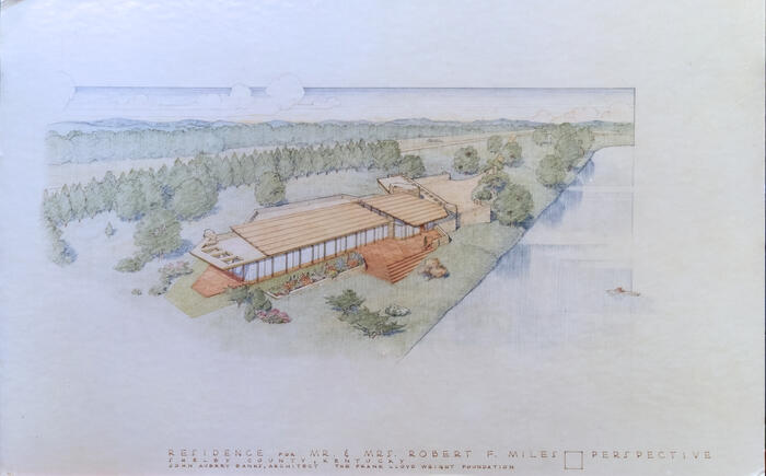 Aerial Perspective View, House for Robert F. Miles (1981)