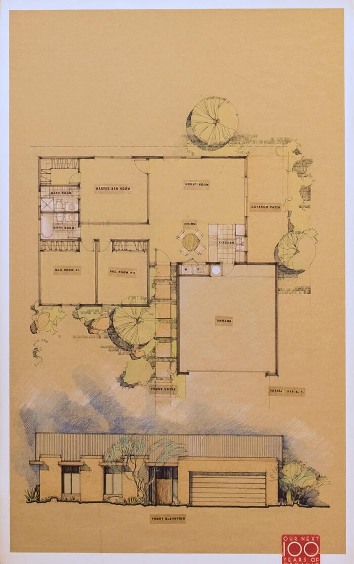 Drawing: Plan and Front Elevation of Scheme 2, House for Life: the 1997 Life Dream Home (1995)