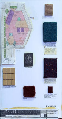 Materials Presentation Board with Floor Plan, Offices for Levy, Bivona and Cohen (1986)