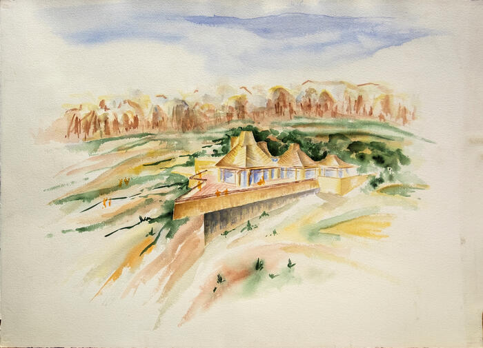 Watercolor: Aerial Perspective View, Clubhouse for Snow Canyon Country Club (1995)