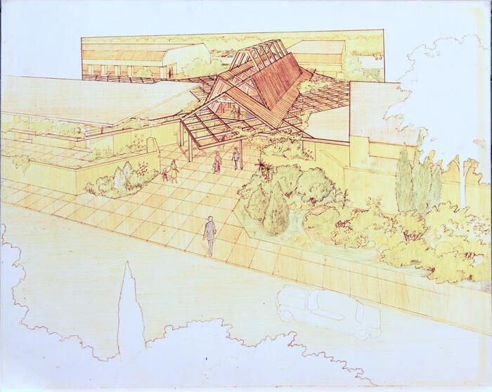 Perspective View, Civic Center Master Plan for California City (1976)