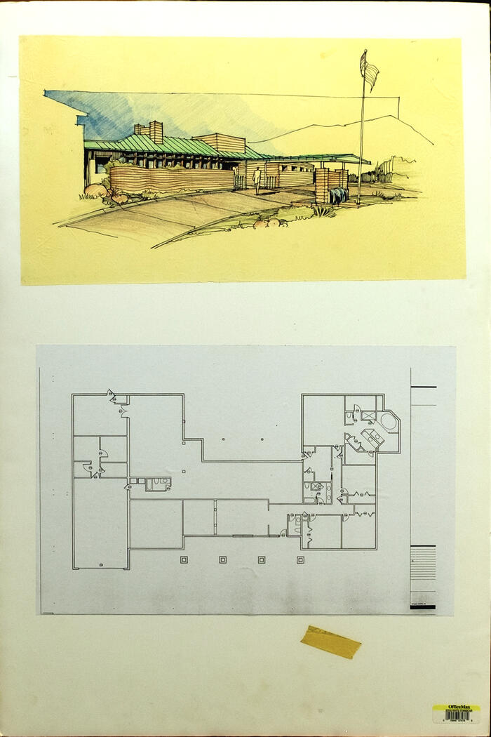 Perspective and Floor Plan, House Concepts for Taliesin Gates Residential Community 1985)